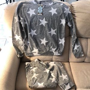 Boohoo Grey Star Print Sweat/Jogger Set